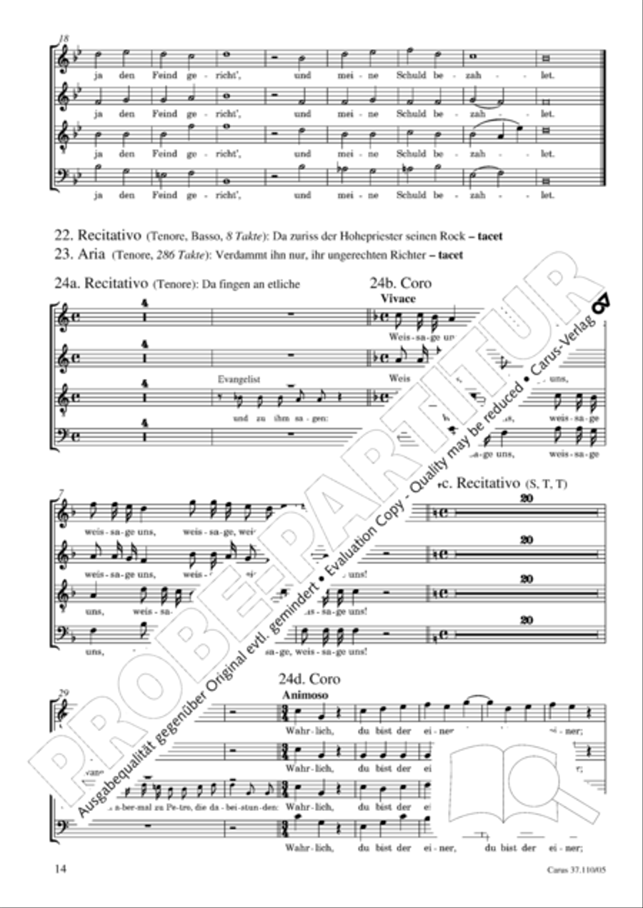 Markuspassion. Werkausgabe Reihe 1, Bd. 7 (Homilius) 4-Part scores gallery preview page 15
