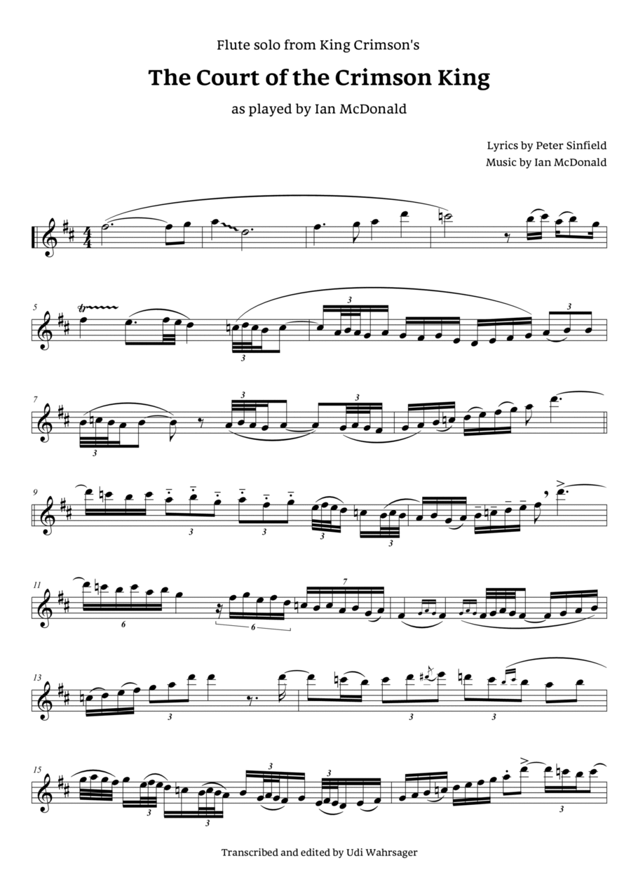 In The Court Of The Crimson King Flute Solo Digital Sheet