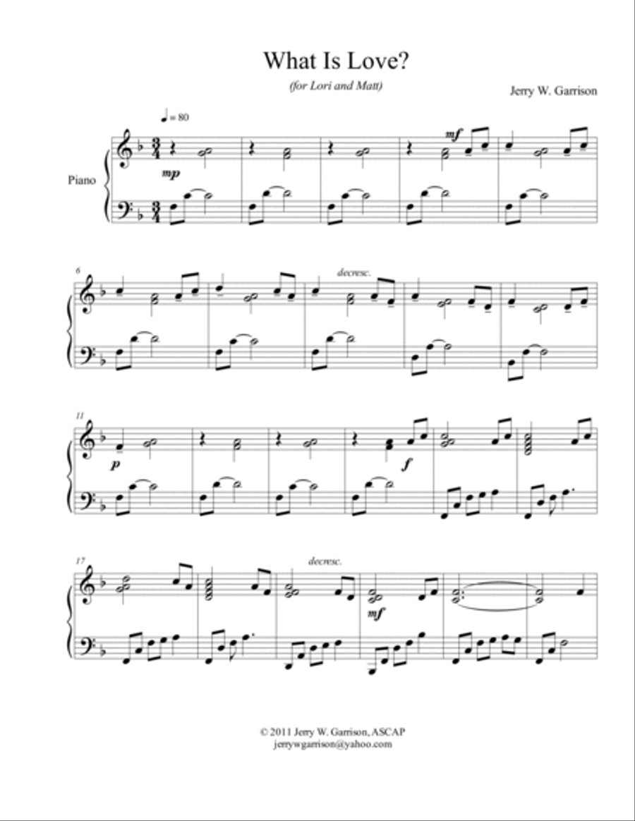 What Is Love What Is Love Piano Solo scores gallery preview page 2