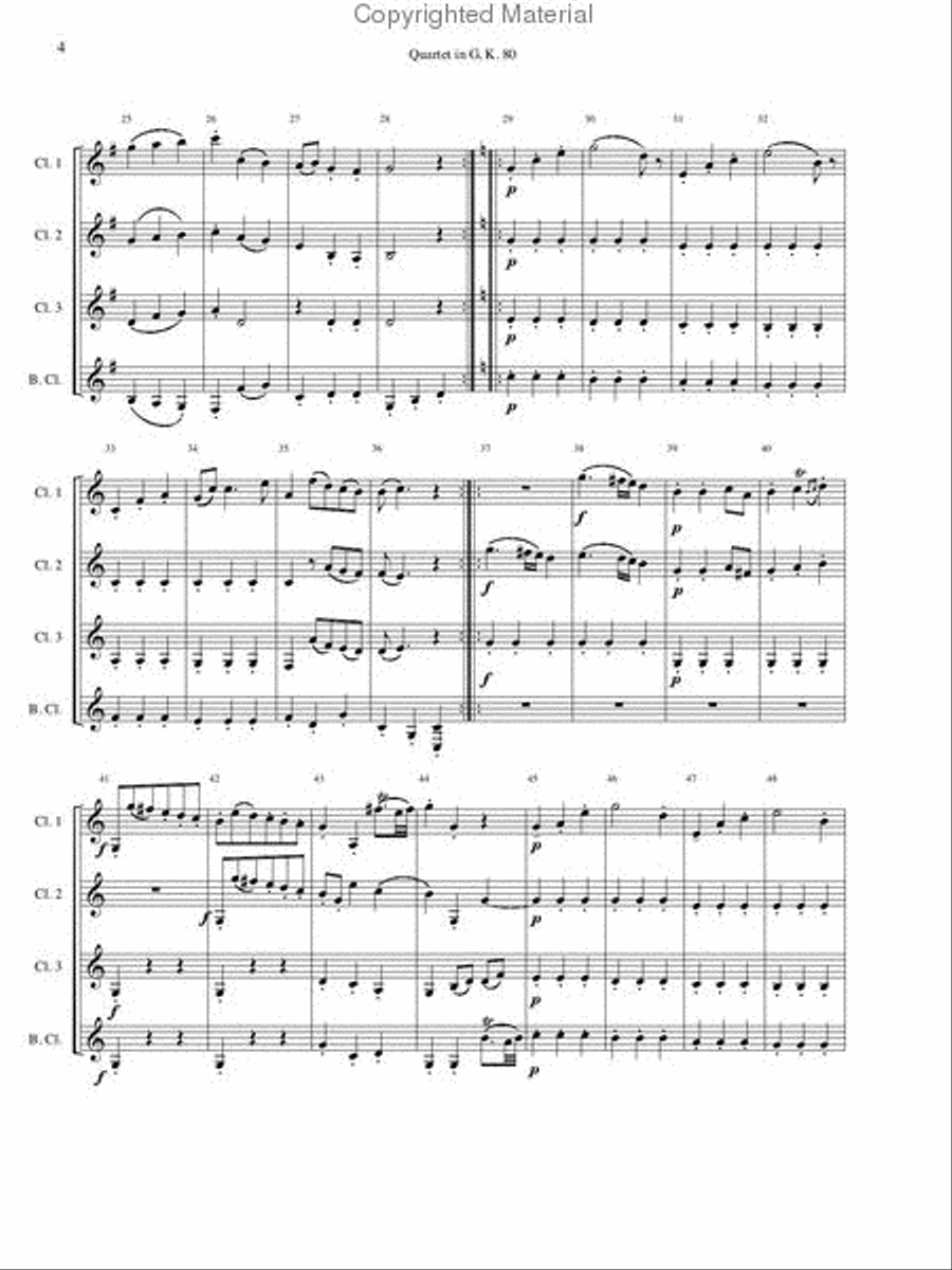 Quartet, K. 80 Quartet, K. 80 Clarinet Quartet scores gallery preview page 4