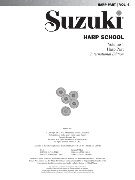 Suzuki Harp School, Volume 4 by Mary Kay Waddington Harp - Sheet Music