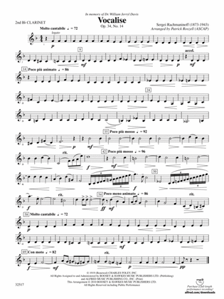 Vocalise, Op. 34, No. 14: 2nd B-flat Clarinet
