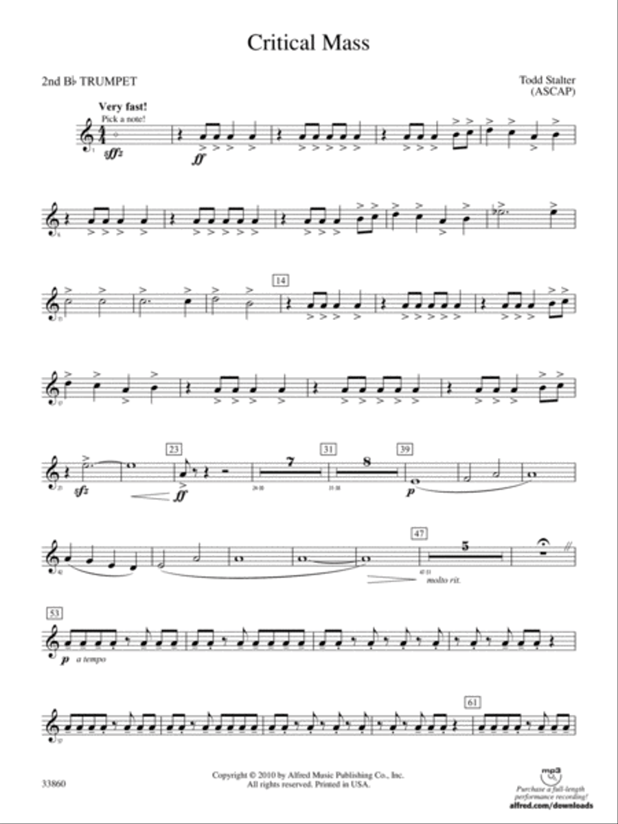 Critical Mass: 2nd B-flat Trumpet Concert Band scores gallery preview page 1