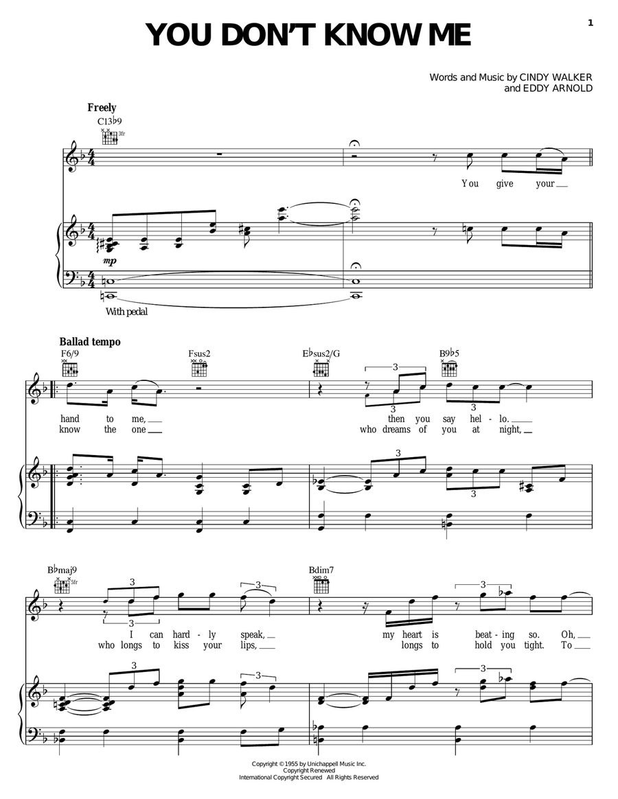 You Don't Know Me You Don't Know Me Piano, Vocal, Guitar scores gallery preview page 1