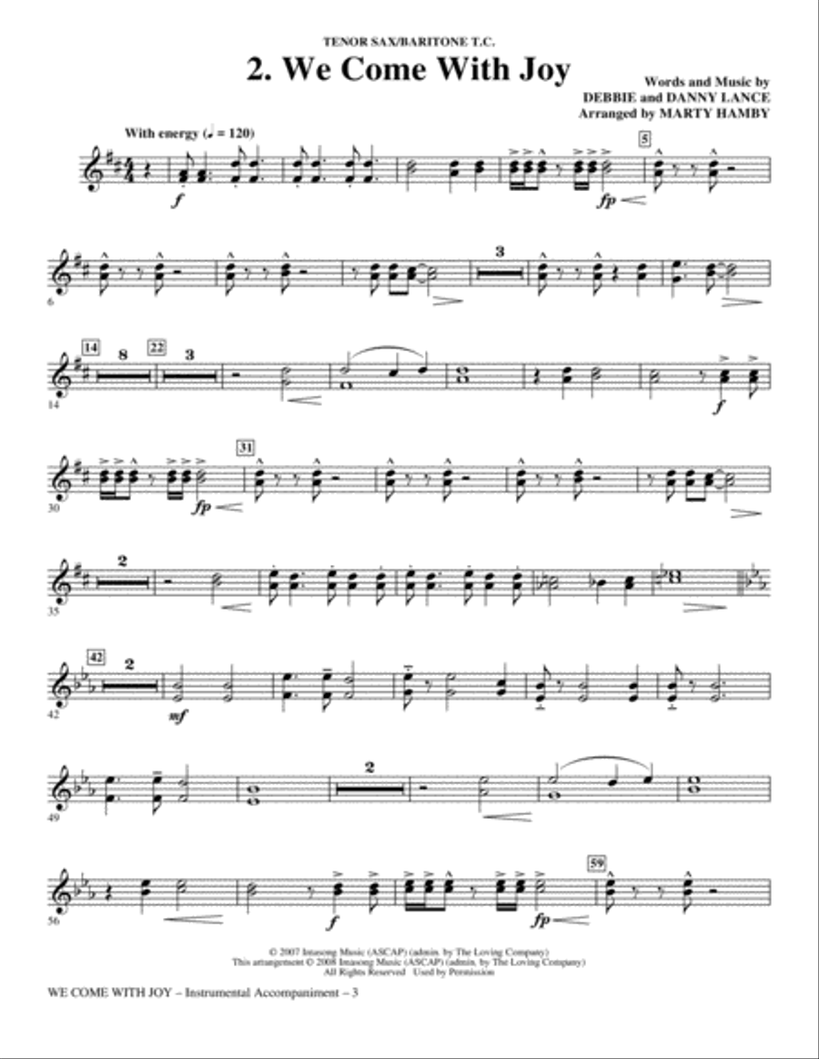 We Come With Joy Orchestration - Bb Tenor Sax/Bar. TC (Trb 1,2) Choir scores gallery preview page 3