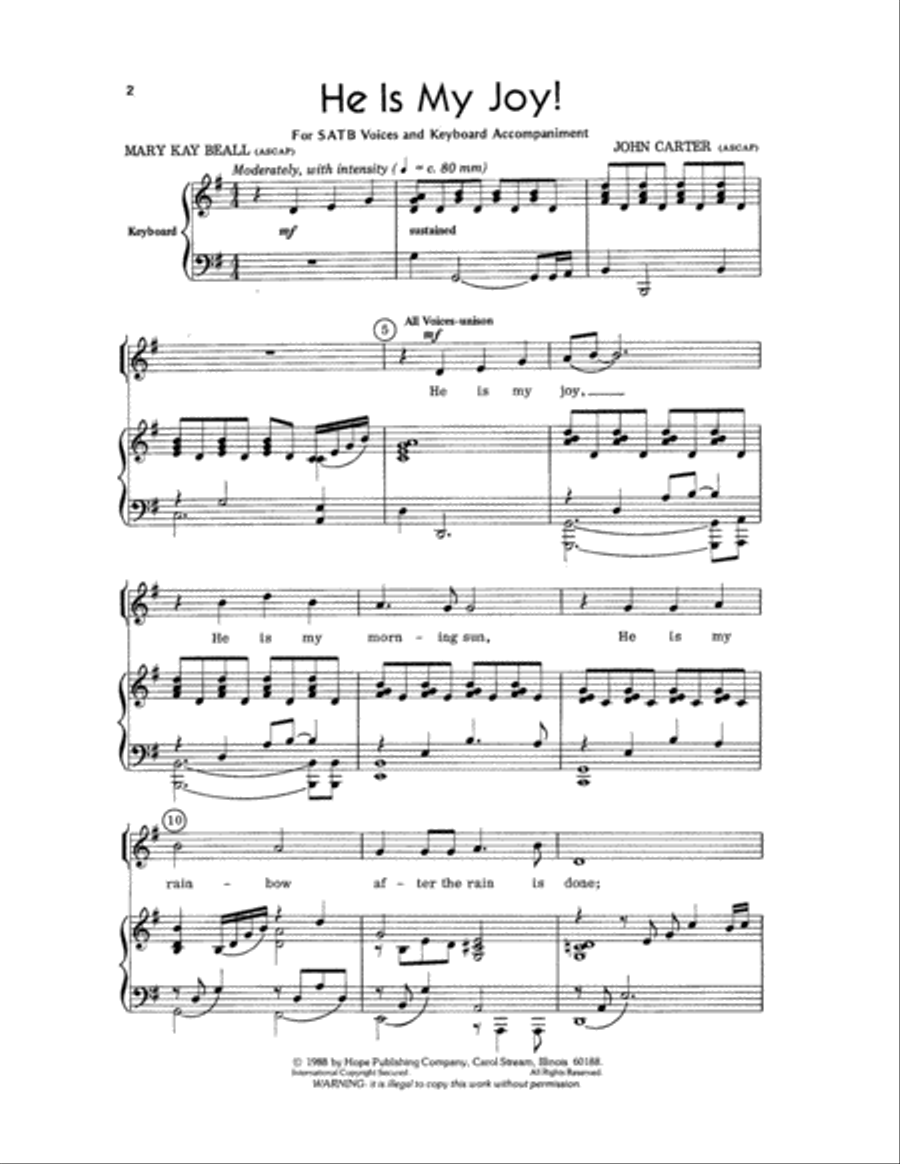 He Is My Joy! 4-Part scores gallery preview page 2