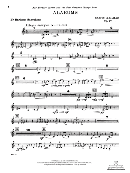 Alarums, Op. 27: E-flat Baritone Saxophone