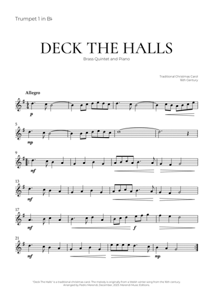 Deck The Halls (Brass Quintet and Piano) - Christmas Carol image number null
