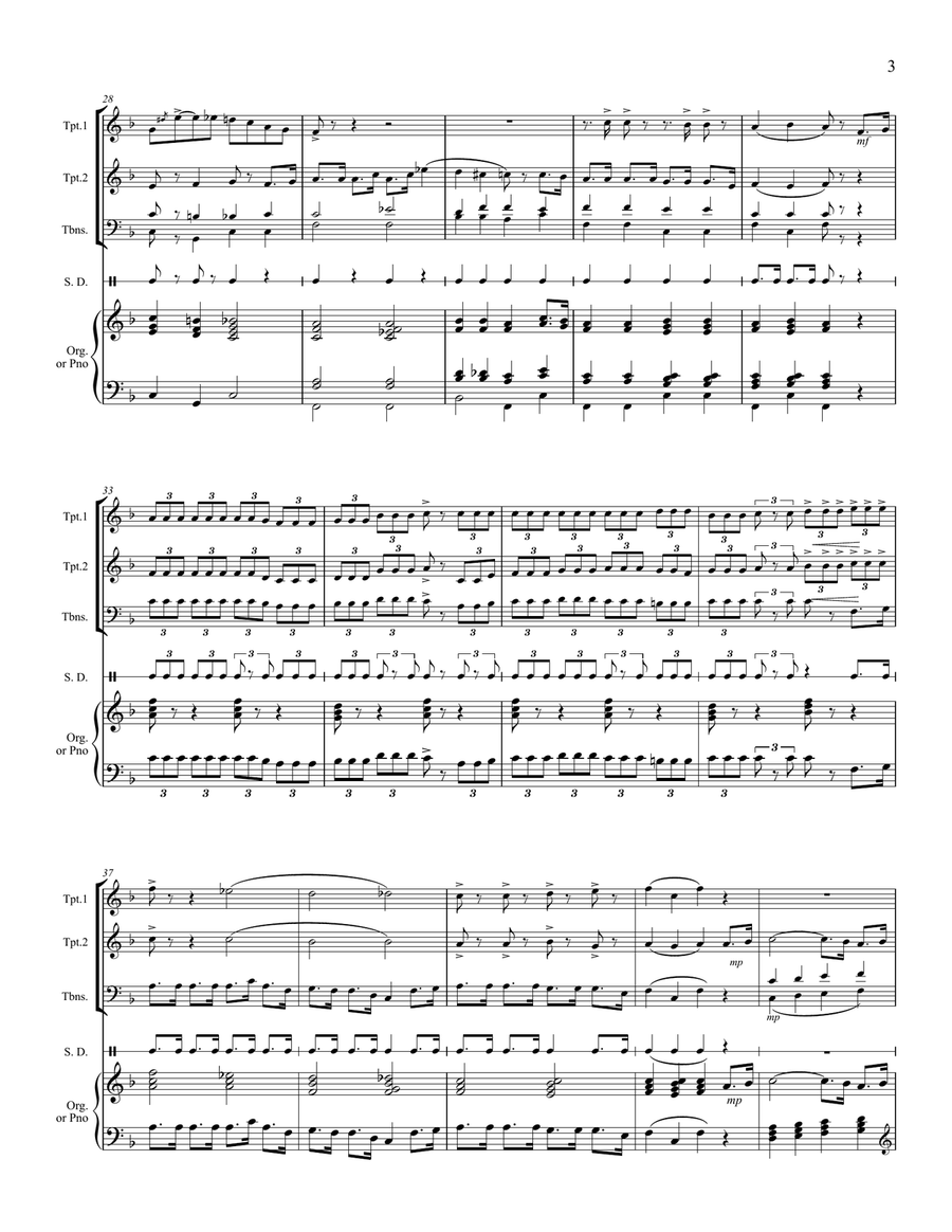 When the Roll Is Called Up Yonder – Brass Quartet and Keyboard Small Ensemble scores gallery preview page 4