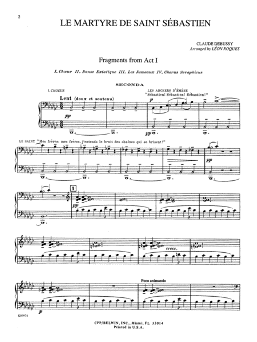 Debussy: Le Martyre de Saint Sébastien (Transcr. Roques) Piano Duet scores gallery preview page 1
