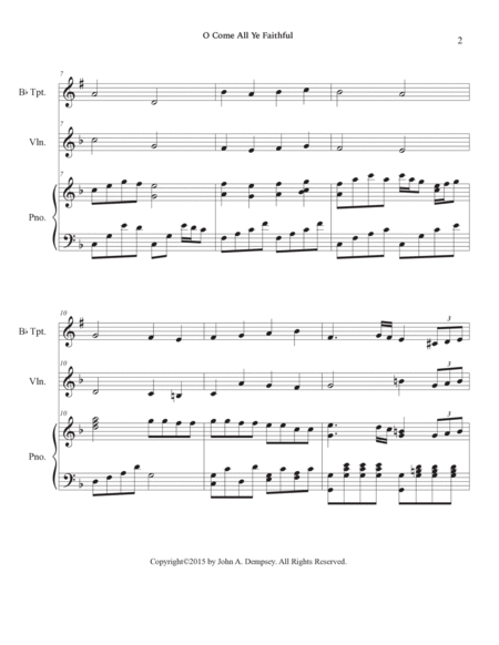 O Come All Ye Faithful (Trio for Trumpet, Violin and Piano image number null