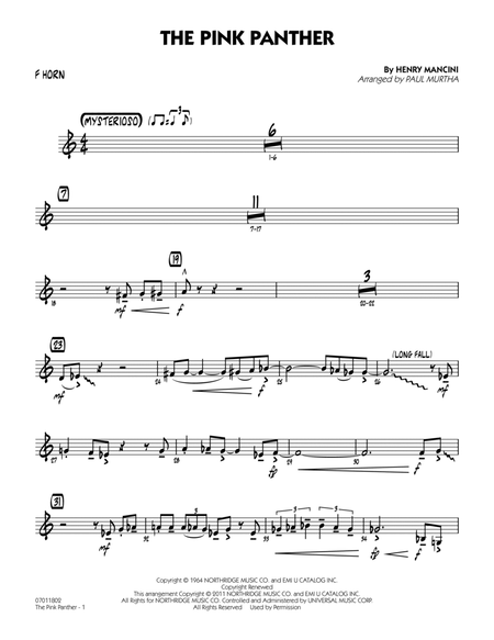 The Pink Panther (arr. Paul Murtha) - Trumpet 2 By Henry Mancini - Digital  Sheet Music For - Download & Print HX.1293347