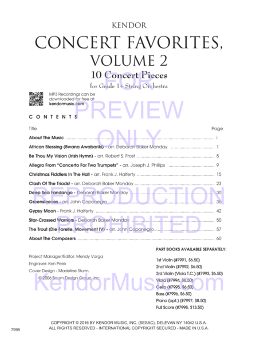 Kendor Concert Favorites, Volume 2 - 3rd Violin (Viola T.C.) Viola scores gallery preview page 2