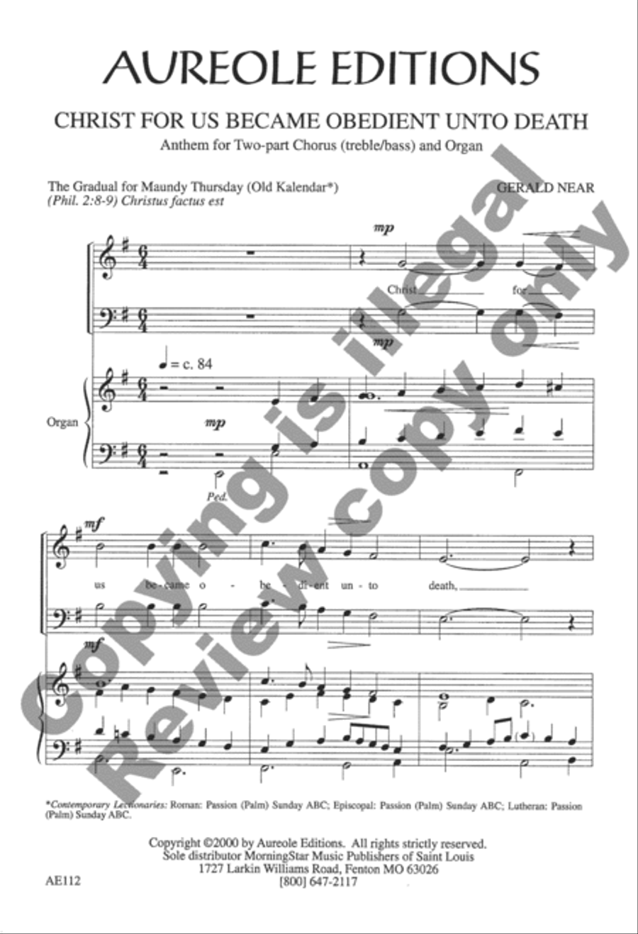 Christ For Us Became Obedient Unto Death 2-Part scores gallery preview page 2