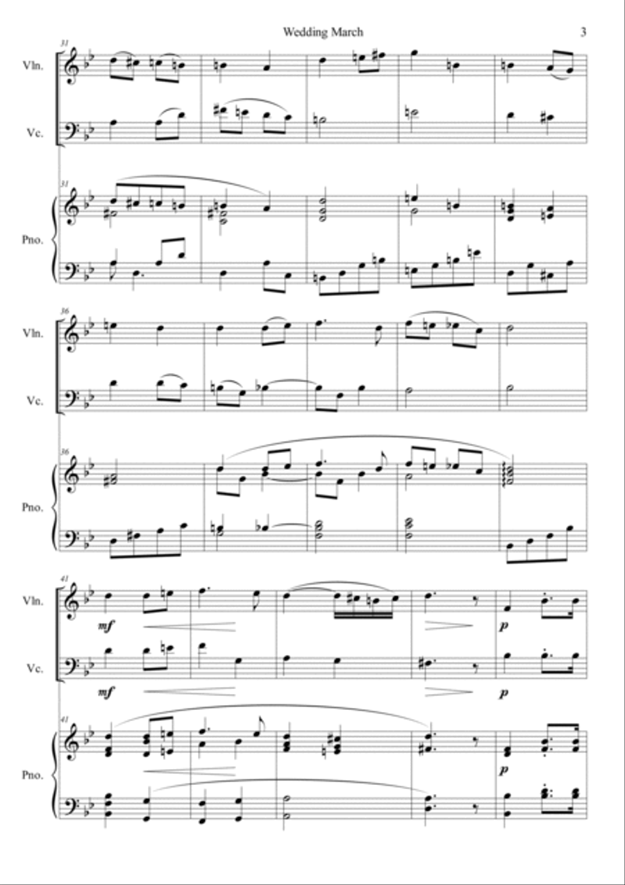 Wedding March Piano Trio scores gallery preview page 3