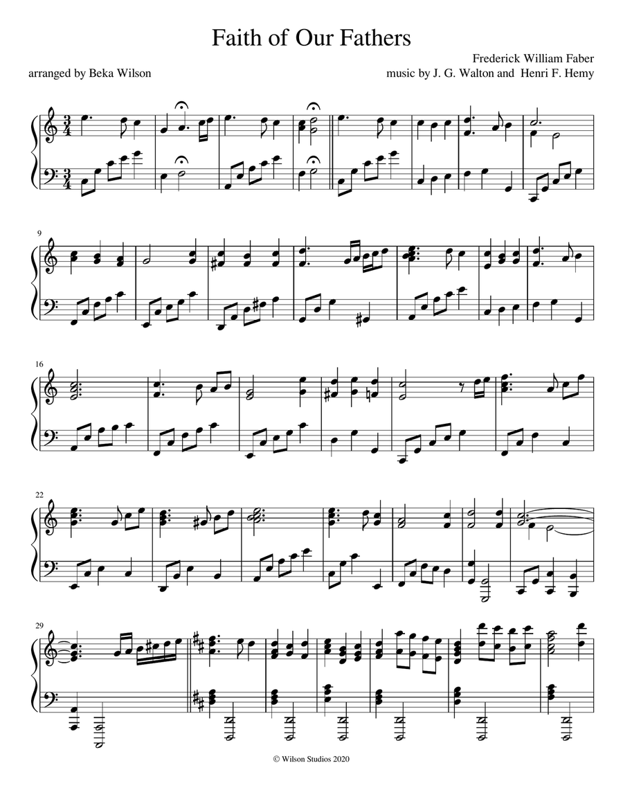 Faith of Our Fathers Faith of Our Fathers Piano Solo scores gallery preview page 1