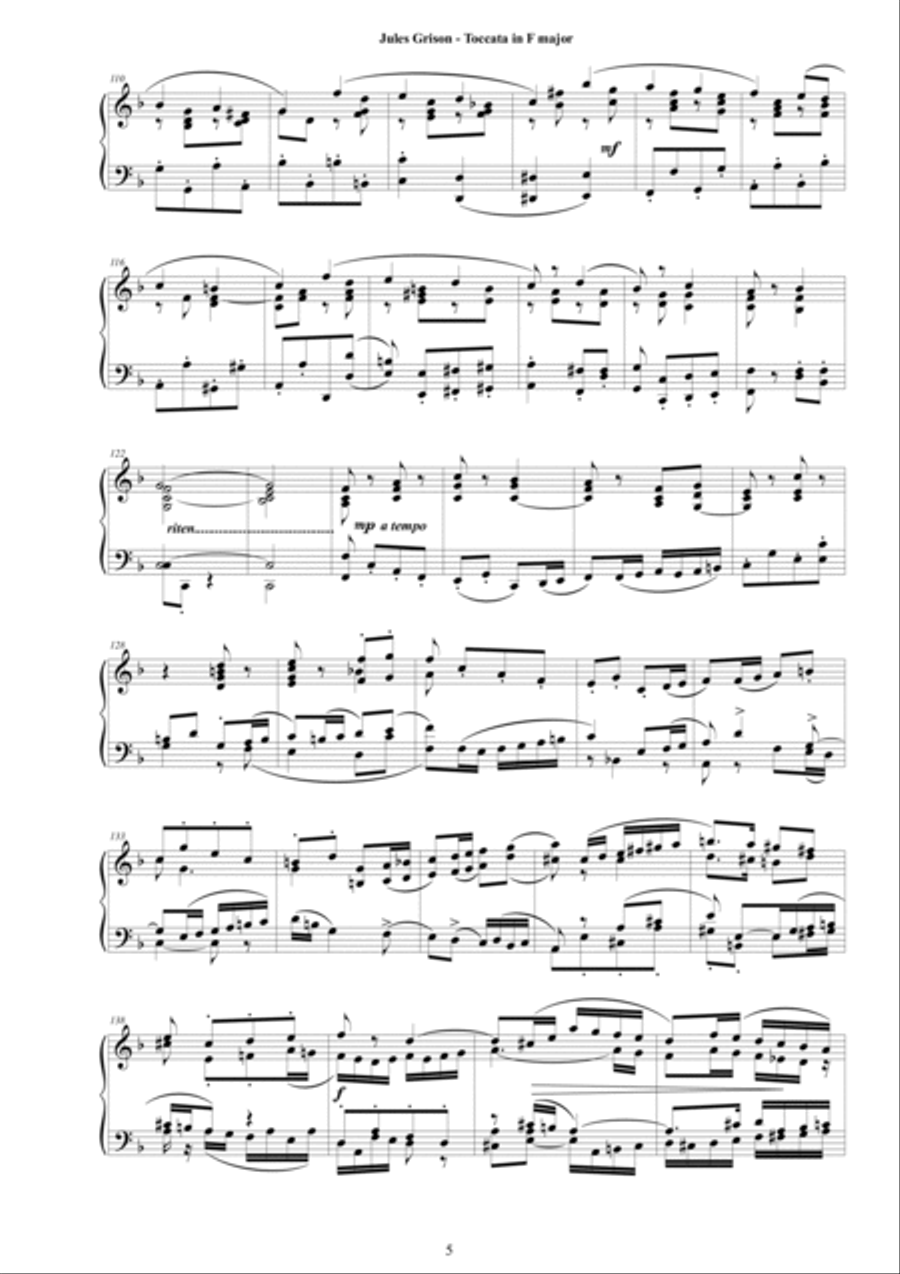 Jules Grison - Toccata in F major for Harpsichord (or Piano) Harpsichord scores gallery preview page 5