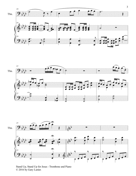 STAND UP, STAND UP FOR JESUS (Duet – Trombone & Piano with Score/Part) image number null