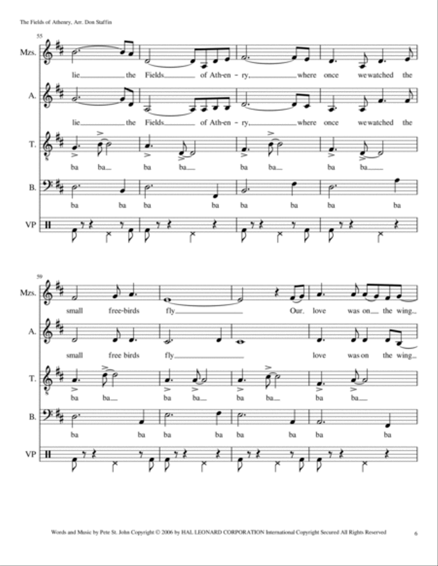 The Fields Of Athenry 4-Part scores gallery preview page 6