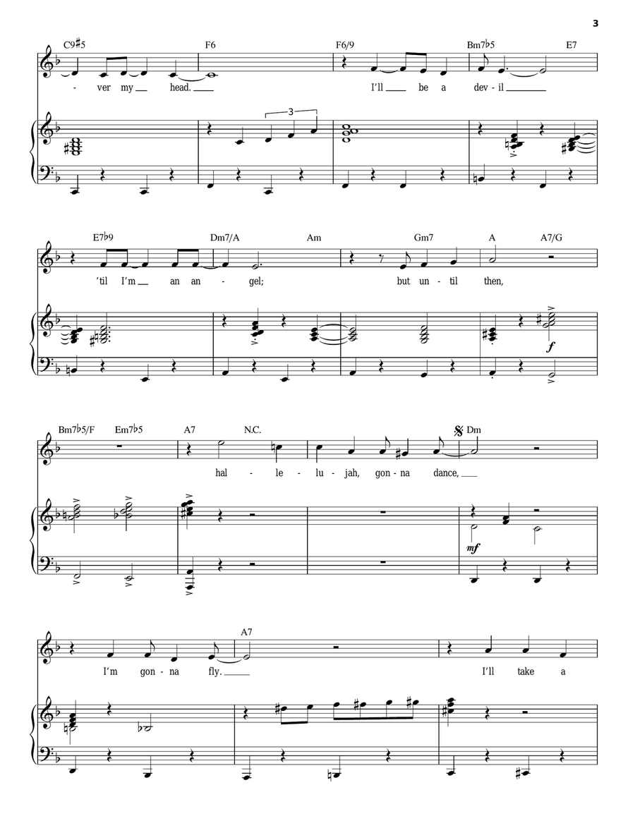I'm Gonna Live Till I Die Piano, Vocal scores gallery preview page 3