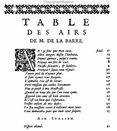 Two-part Airs, with diminutions for the second couplets.
