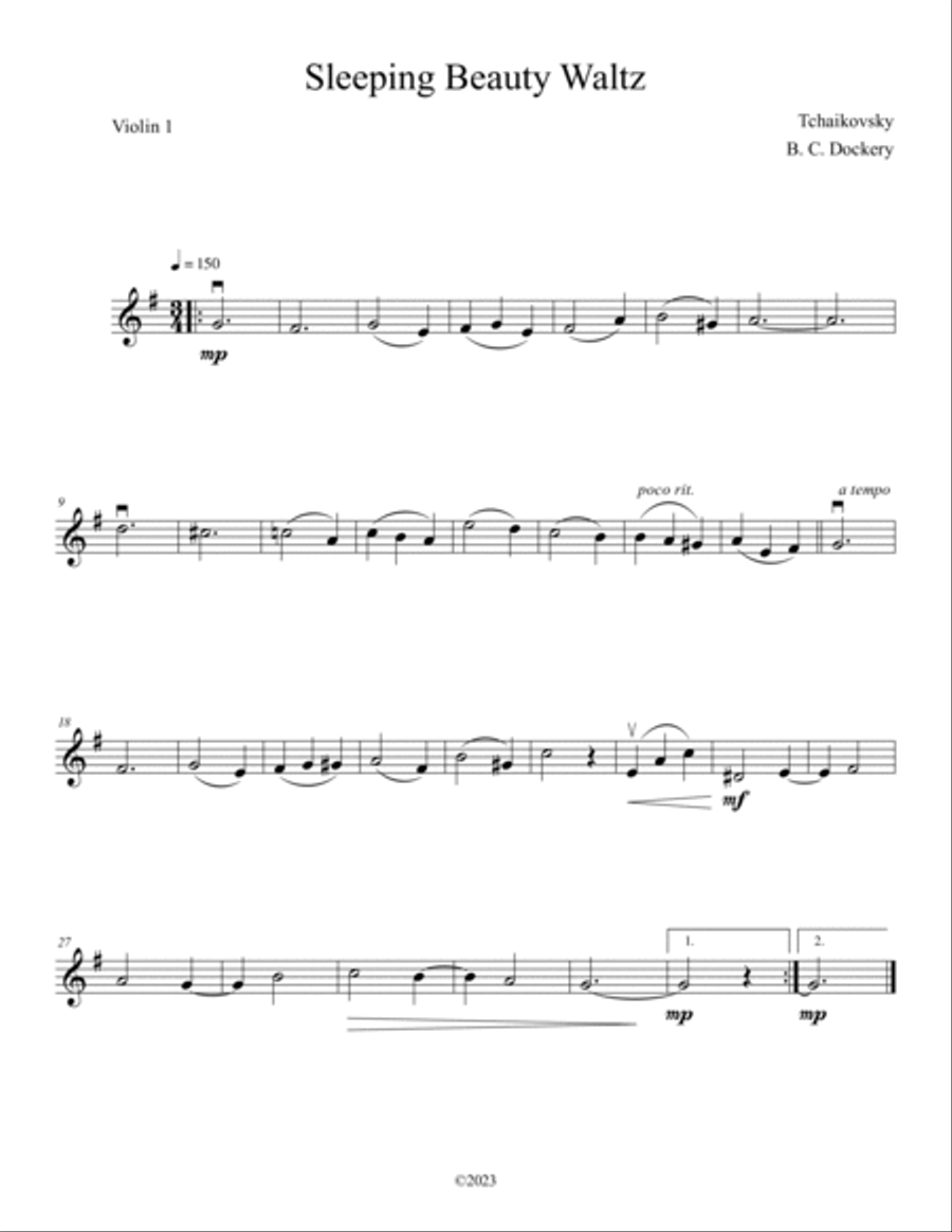 Sleeping Beauty Waltz (Violin Duet with Piano Accompaniment) String Duet scores gallery preview page 3