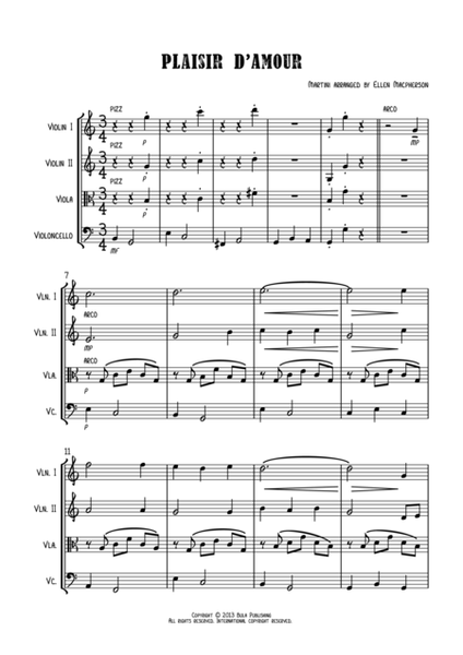 Plaisir d'Amour (The Pleasure of Love)- Score - Easy String Quartet Wedding Music image number null