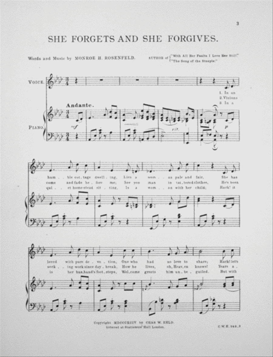 She Forgets and She Forgives. A Beautiful Descriptive Ballad Voice scores gallery preview page 2