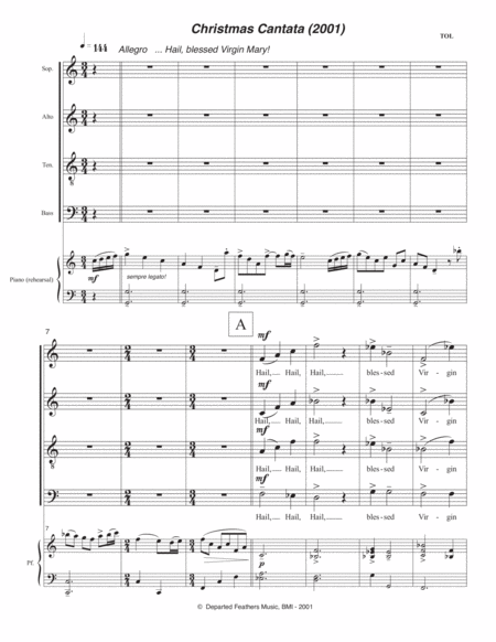 Christmas Cantata (2001) vocal piano score
