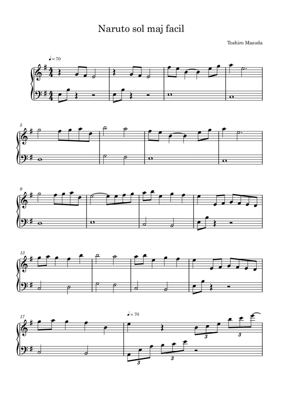 Naruto And Hinata Piano Solo scores gallery preview page 1