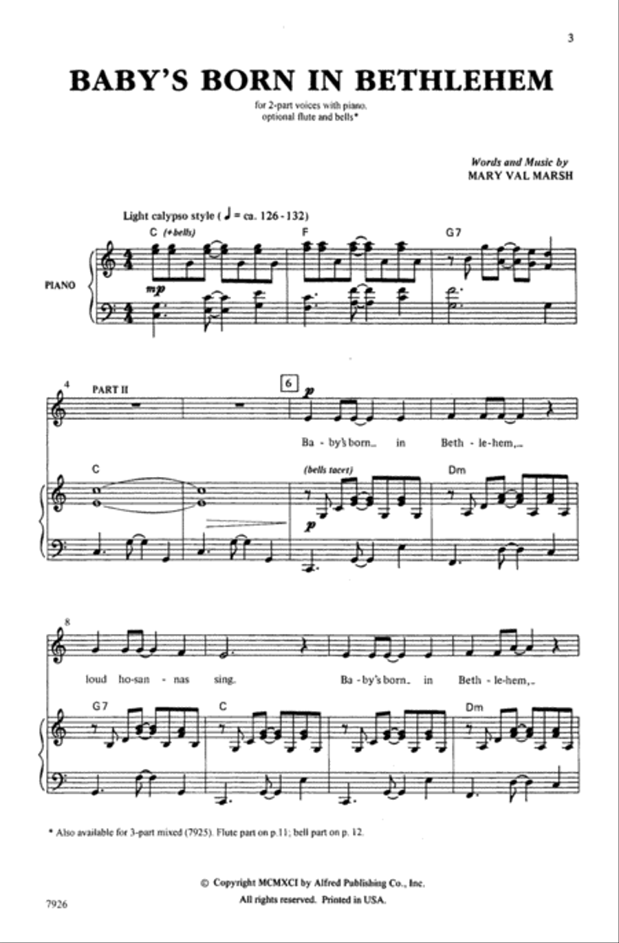 Baby's Born in Bethlehem Choir scores gallery preview page 1