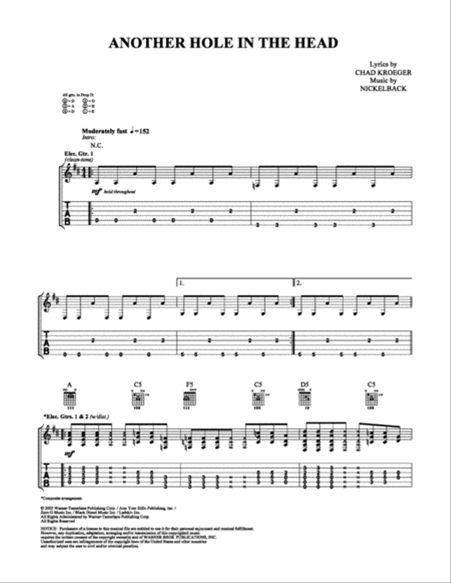 Another Hole in the Head Another Hole in the Head Electric Guitar scores gallery preview page 1