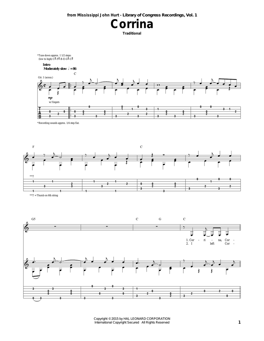 Corrina Corrina Acoustic Guitar scores gallery preview page 1