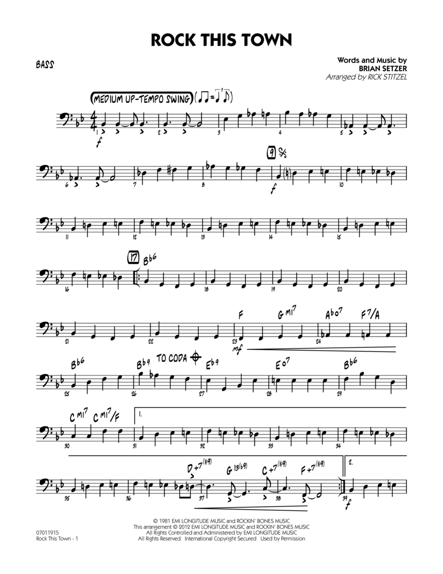 Rock This Town - Bass Jazz Ensemble scores gallery preview page 1