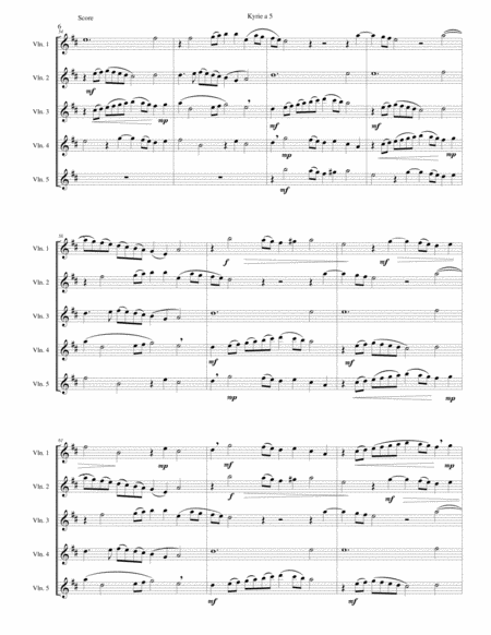 Mozart Kyrie canon a 5 arranged for 5 violins image number null