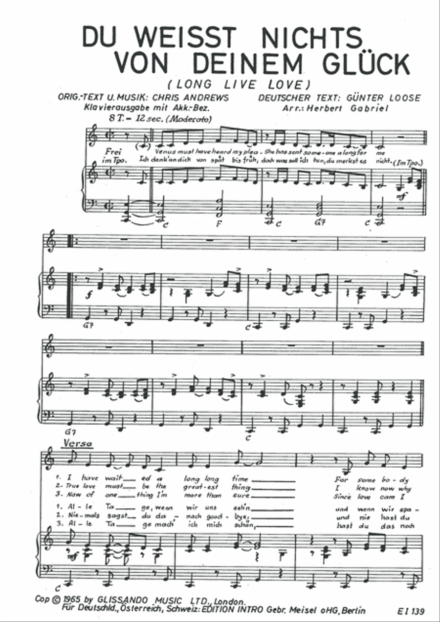 Du weisst nichts von deinem Gluck (Long Live Love) Voice scores gallery preview page 3