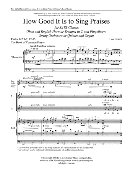 How Good It Is To Sing Praises (Choral Score)