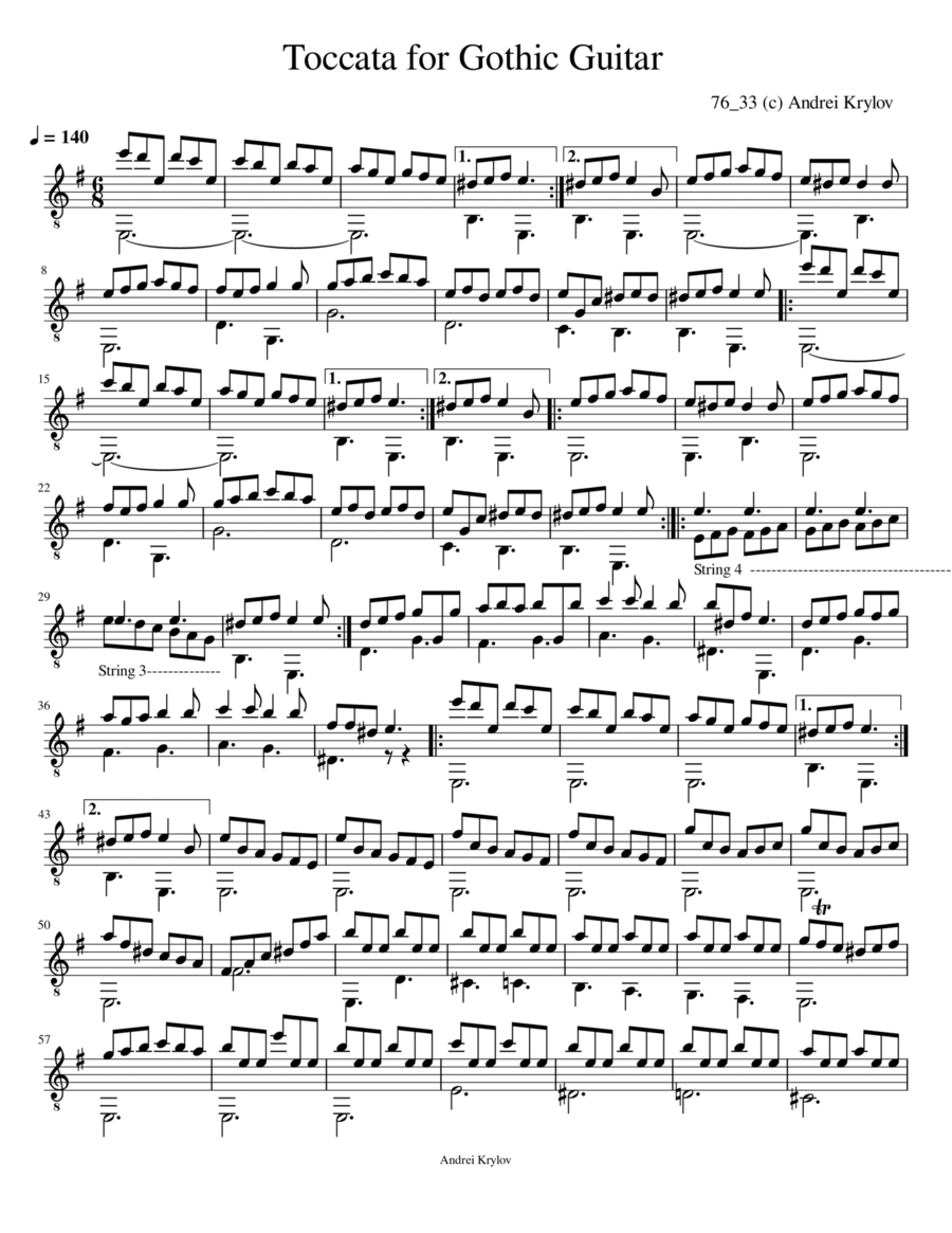 Toccata for Gothic Guitar Chamber Music scores gallery preview page 1