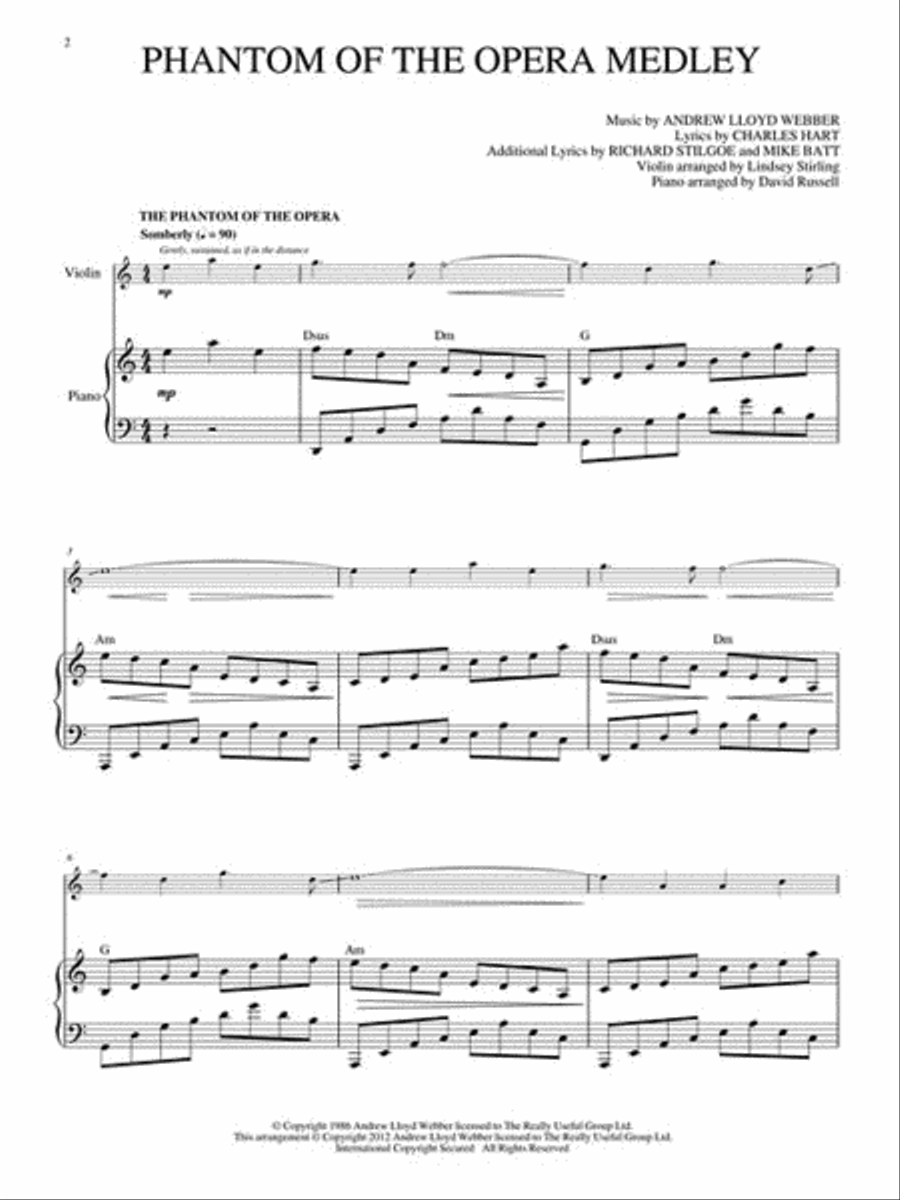 The Phantom of the Opera – Medley for Violin and Piano Violin Solo scores gallery preview page 3