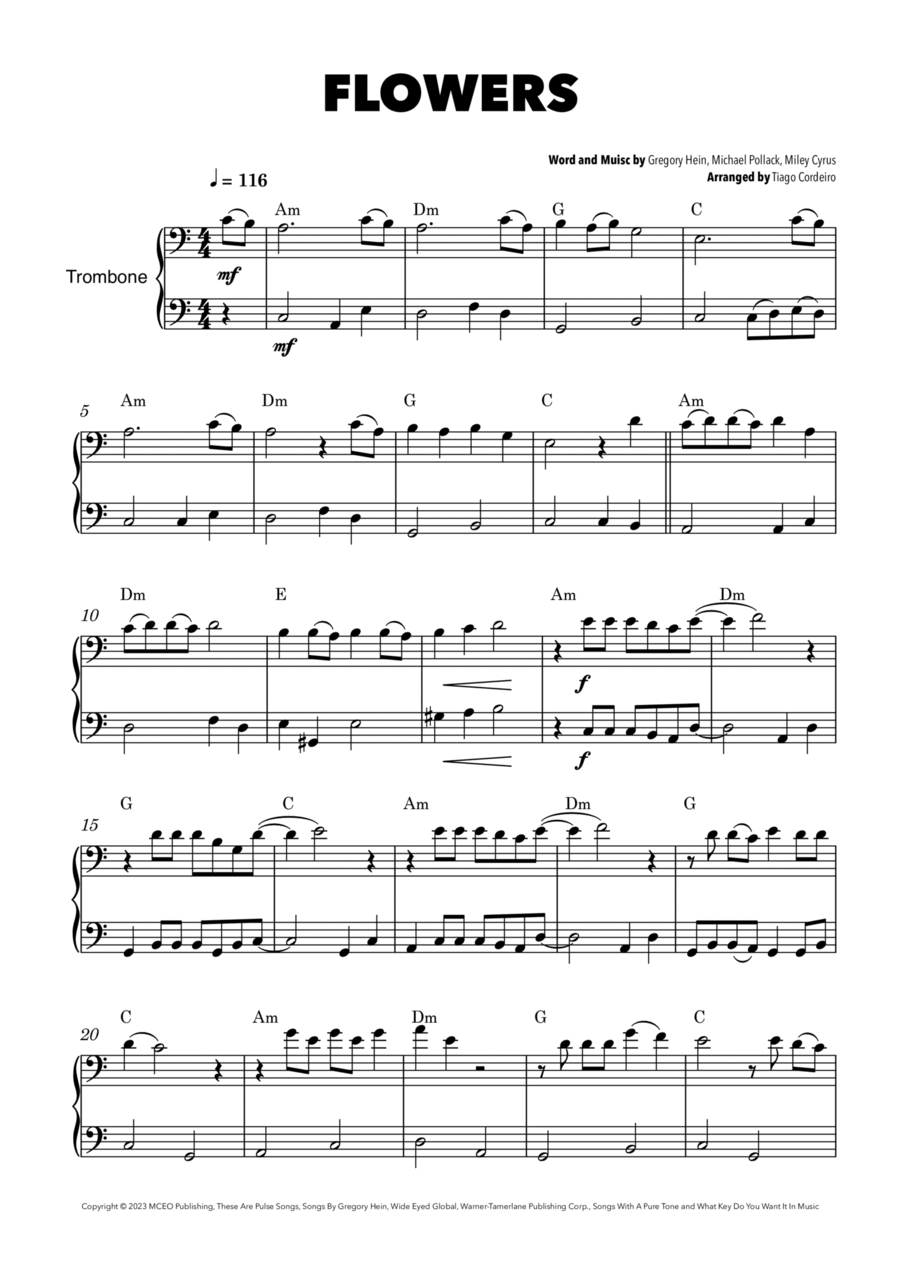 Flowers Trombone Duet scores gallery preview page 1