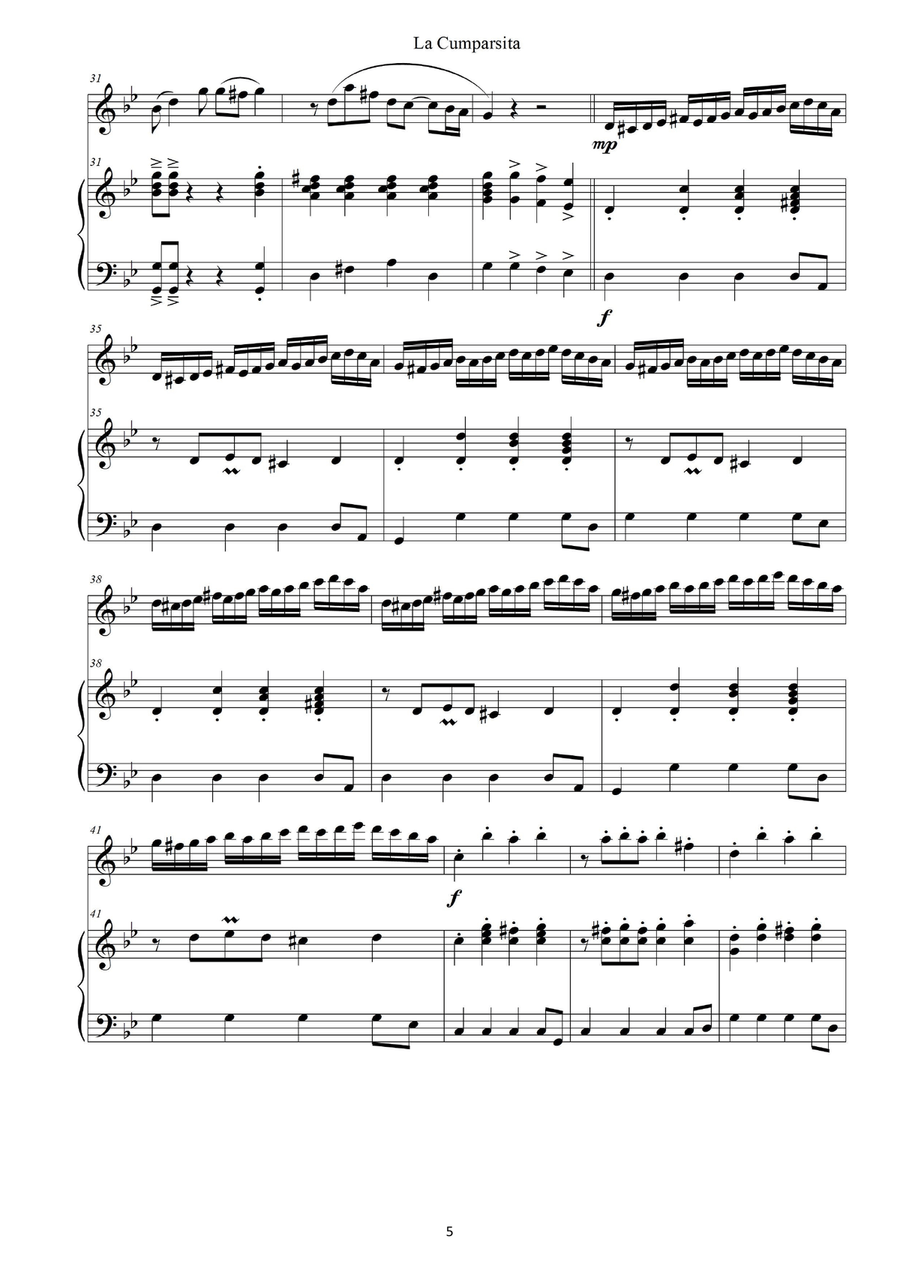 La cumparsita for violin+piano La cumparsita for violin+piano Violin Solo scores gallery preview page 5
