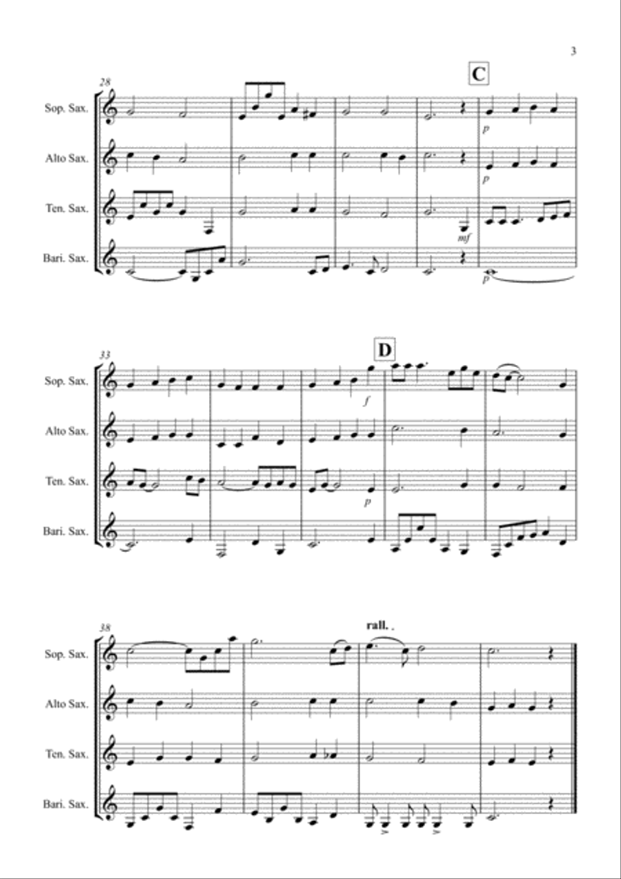 Shenandoah for Saxophone Quartet Saxophone Quartet scores gallery preview page 3