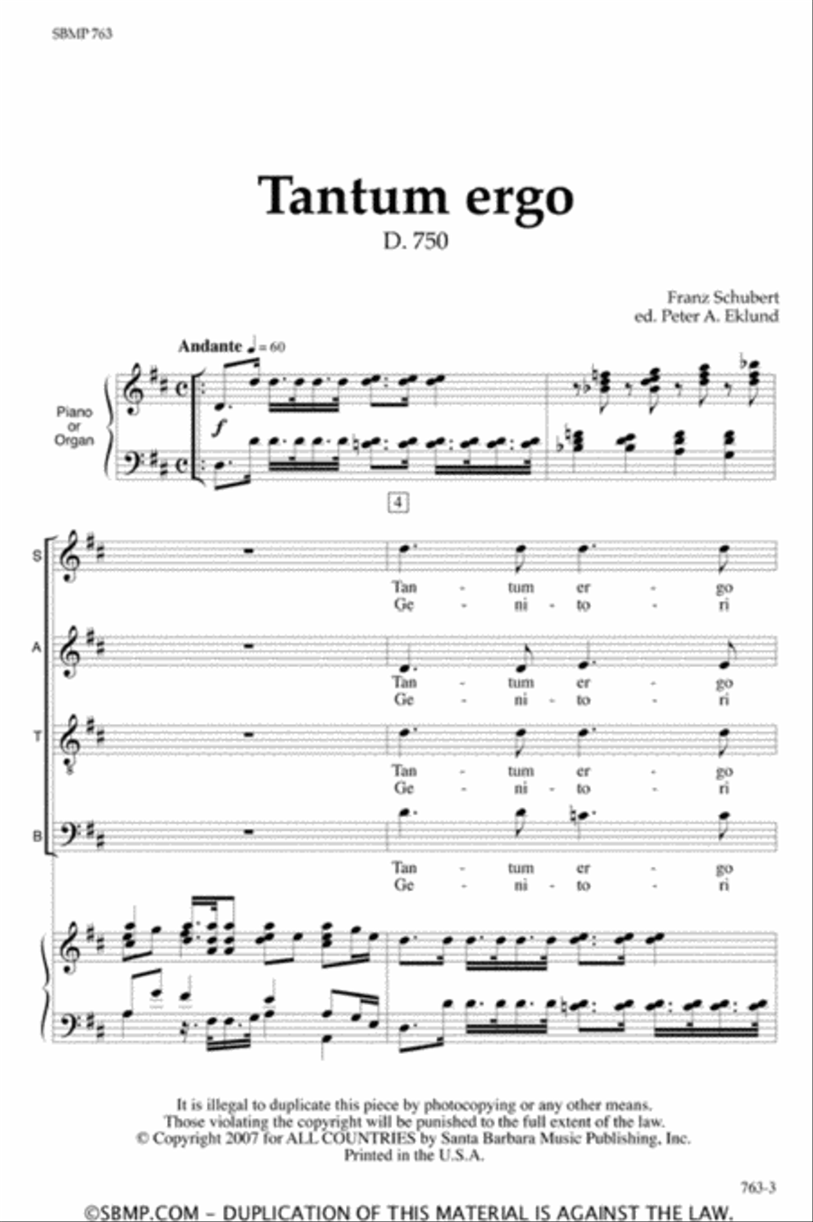 Tantum ergo - SATB Octavo image number null