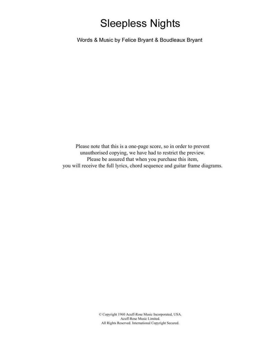 Sleepless Nights Electric Guitar scores gallery preview page 1