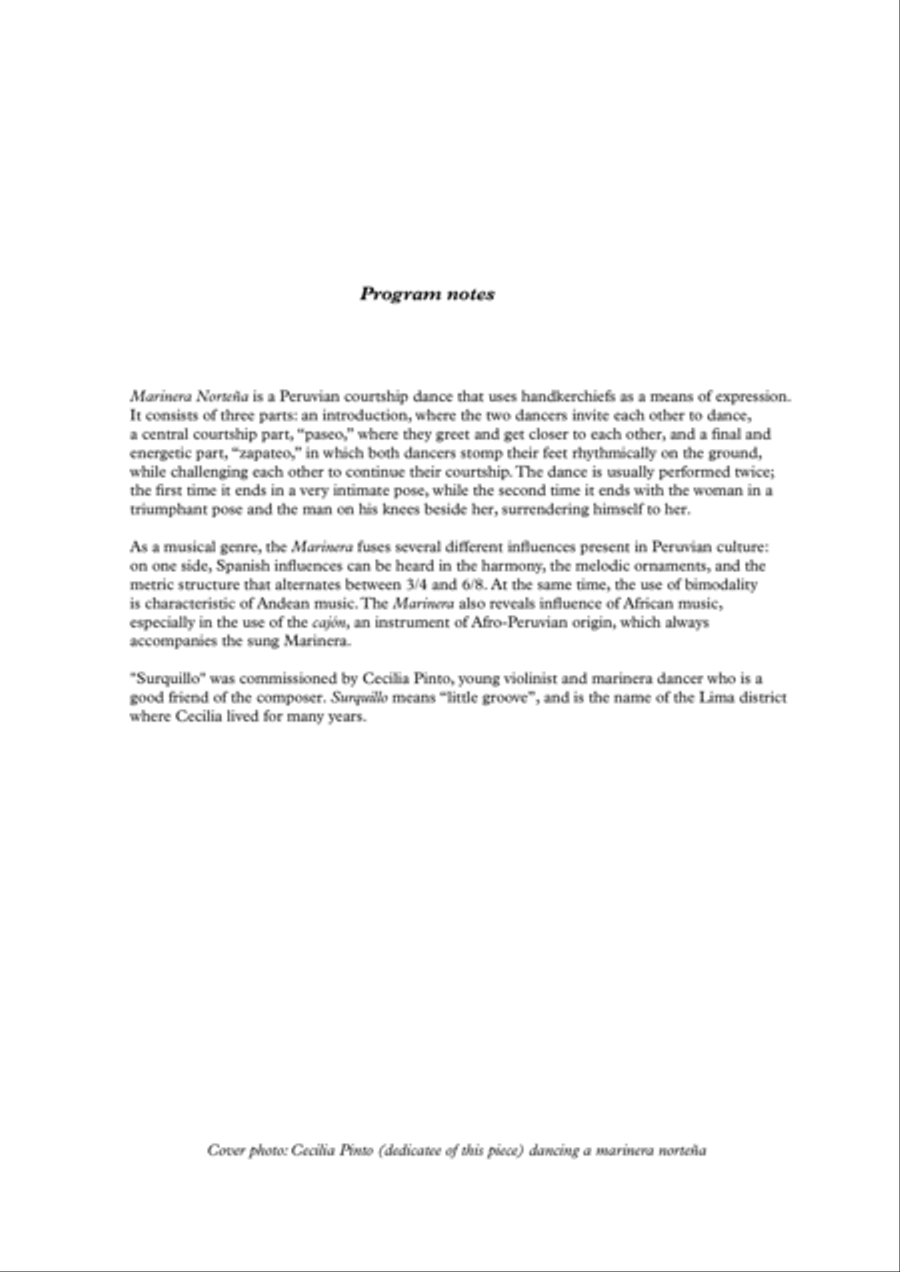 SURQUILLO: Peruvian 'marinera' for violin and piano Violin Solo scores gallery preview page 2