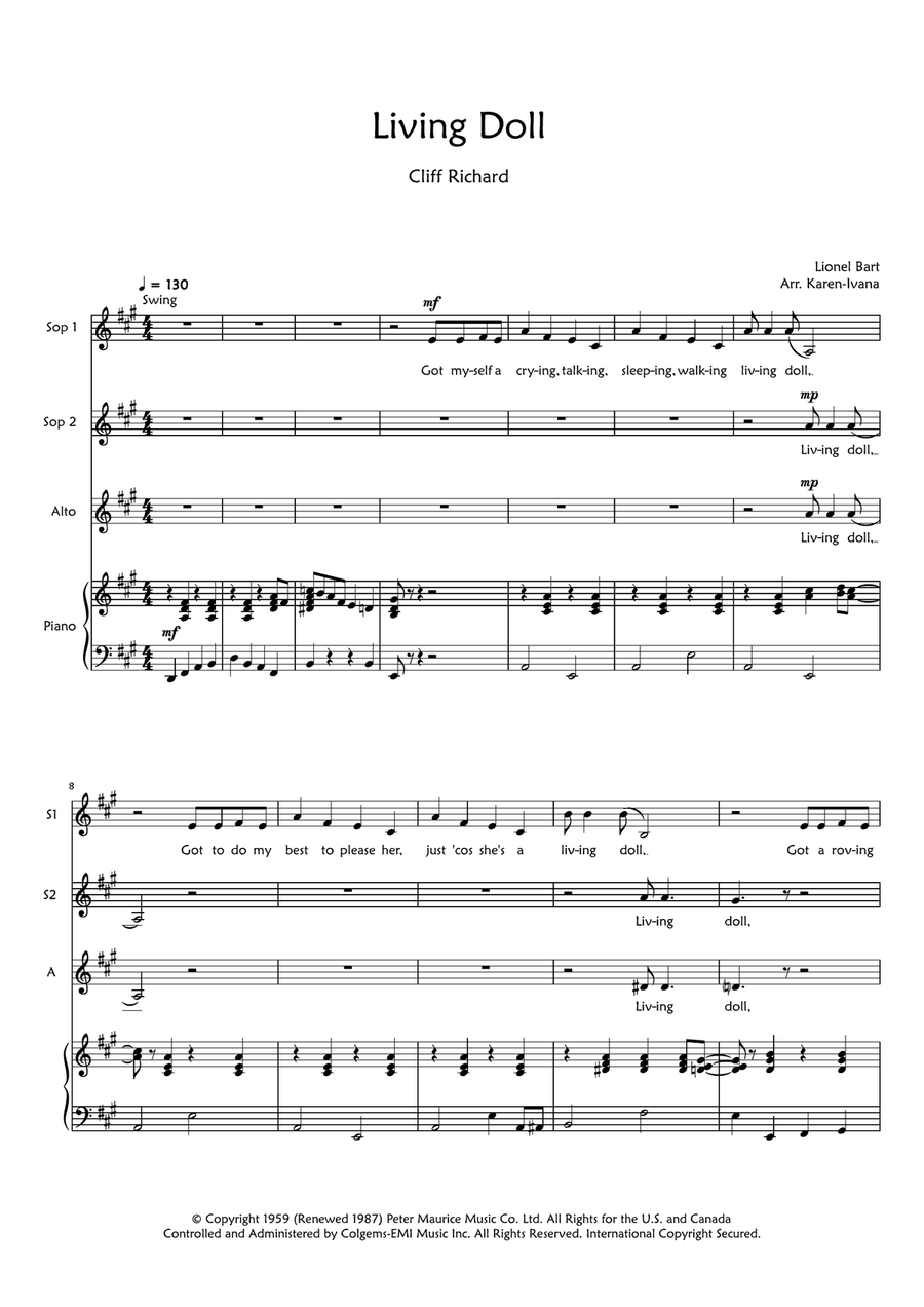 Living Doll Living Doll SSA scores gallery preview page 1