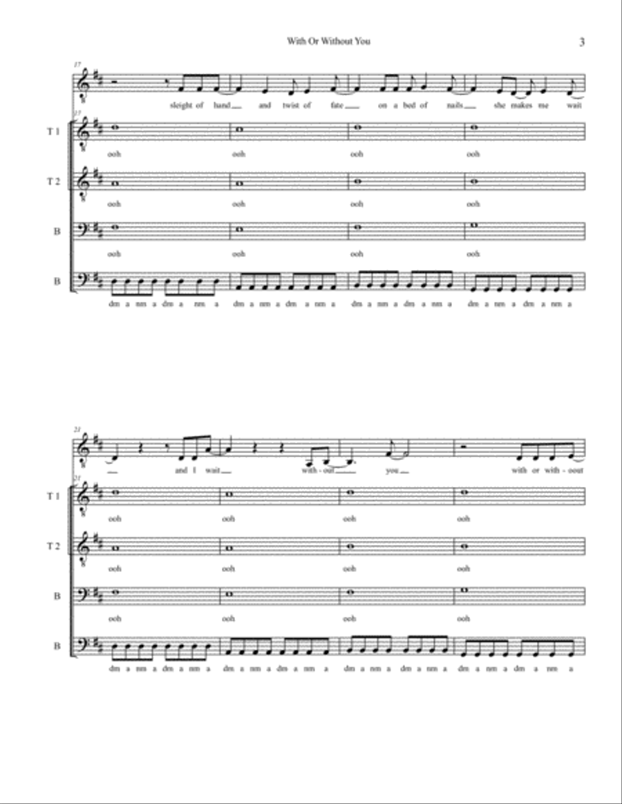 With Or Without You TTBB scores gallery preview page 3