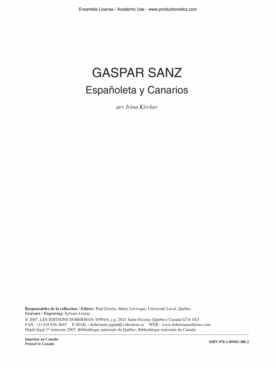 Espanoleta y Canarios Classical Guitar scores gallery preview page 1