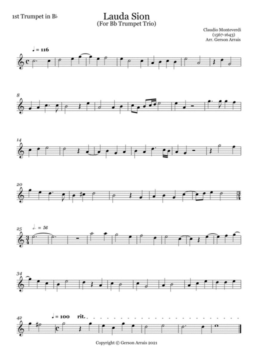 Lauda Sion - Claudio Monteverdi, for Bb Trumpet Trio - Score and Parts image number null