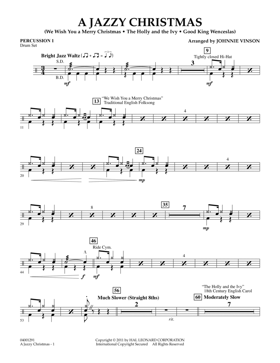 A Jazzy Christmas - Percussion 1 Concert Band scores gallery preview page 1